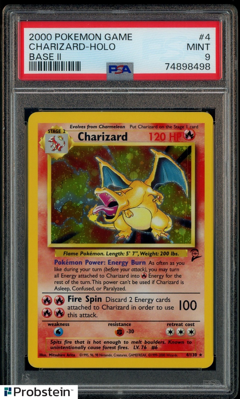 2000 Pokemon Game #4 Charizard Holo Base II PSA 9 MINT