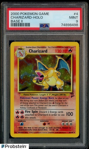 2000 Pokemon Game #4 Charizard Holo Base II PSA 9 MINT