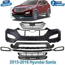 Front Bumper Cover & Grille Assembly / Skid Plate For 2013-2016 Hyundai Santa