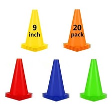 ANSLYQA 20-Pack 9" Soccer Cones Agility Training Sports w/Carry Bag