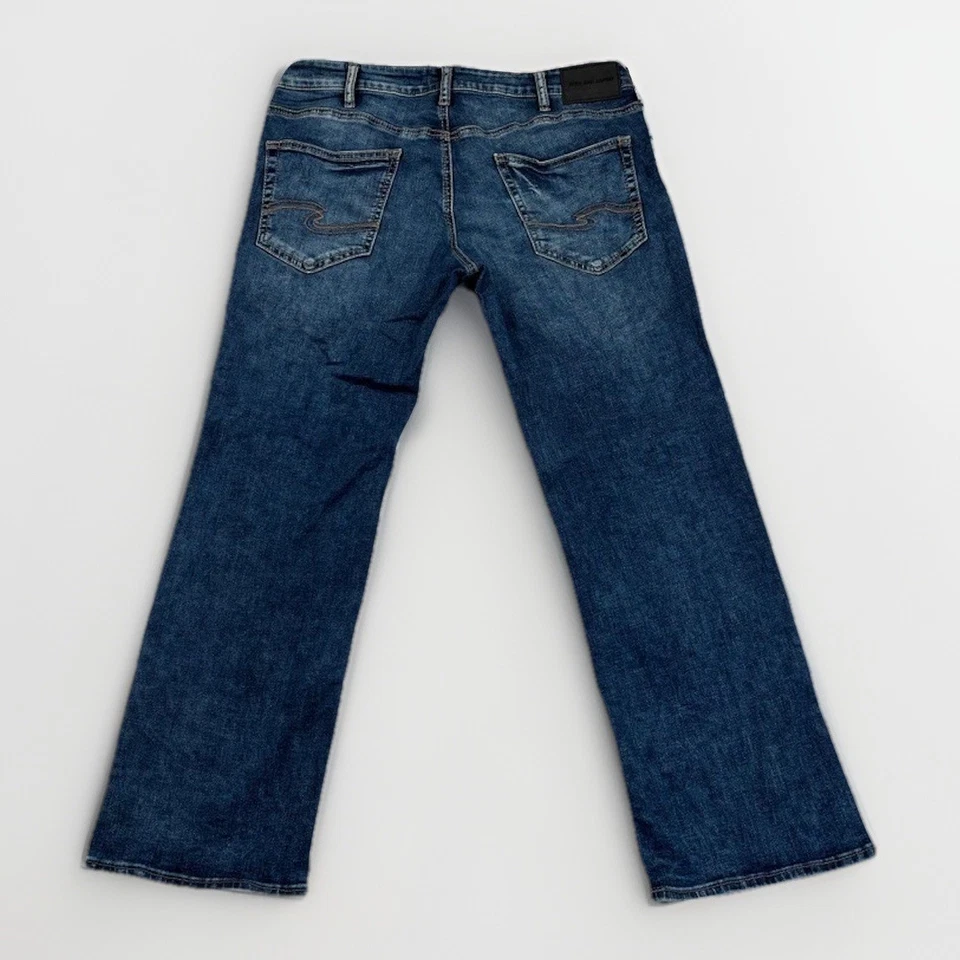 Jeans plateados Zac para hombre 36x30 azul lavado medio calce relajado pierna recta elástica Foto 3 de 4
