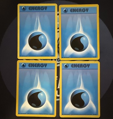 Set of 4: Base Set Pokemon Water Energy 102/102 Base Set Regular - MP