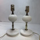 Vintage Hobnail Milk Glass Lamps Set Of 2