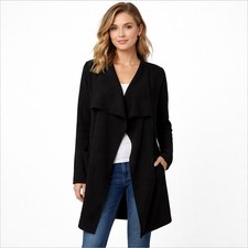 Magaschoni Long Black Cardigan Small Oversized Sweater Office Staple Winter