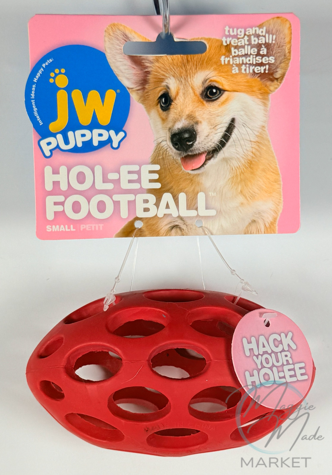 New JW Puppy Hol-ee Football Treat Ball Small Dog Toy Intera