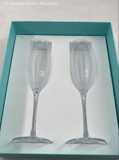 Tiffany & Co. Clear Crystal Champagne Flute Glasses In Original Box Set Of 2