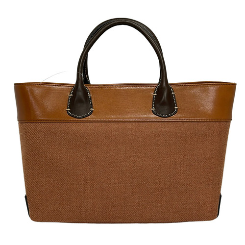 GINZA Kanematsu Brown Dark Brown Wool Leather Handbag - Gem