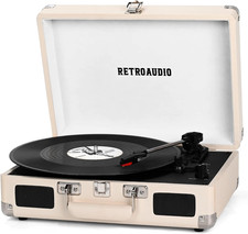 Vinyl Record Player Bluetooth Vintage Portable Suitcase Turntable with Built-In