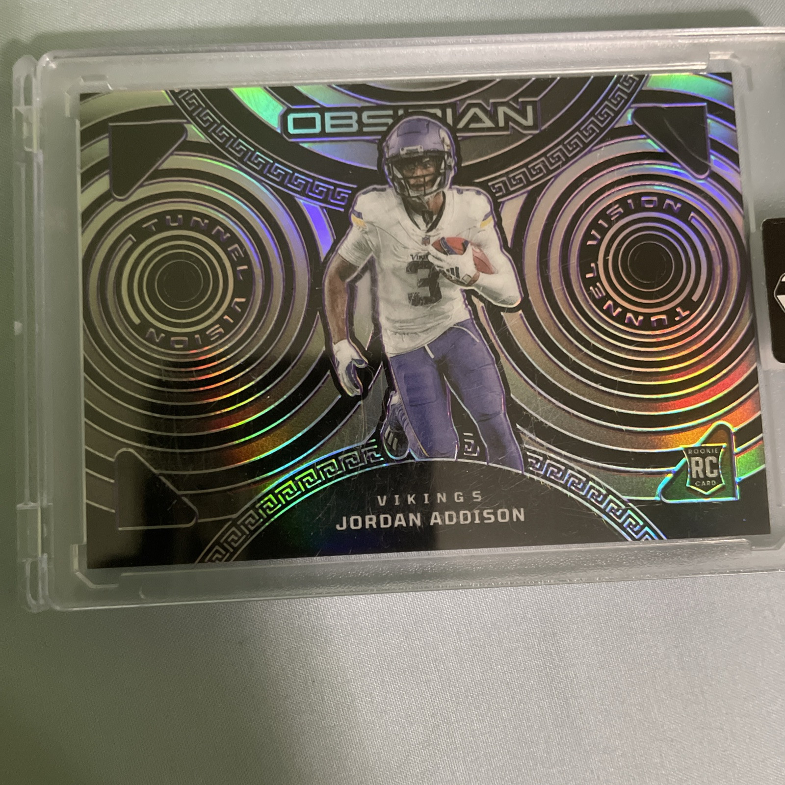 2023 Obsidian Tunnel Vision Purple Electric Etch /75 Jordan Addison Rookie RC