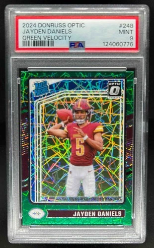 2024 Donruss Optic Jayden Daniels Green Velocity Rated Rookie #248 PSA 9