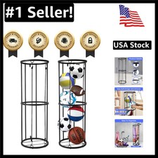 Heavy-Duty Sports Ball Rack - Store Up to 5 Balls, Perfect for Garage Outdoors