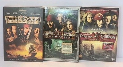 Pirates of the Caribbean 1 2 3 DVD Trilogy 3 Movie Set Lot
