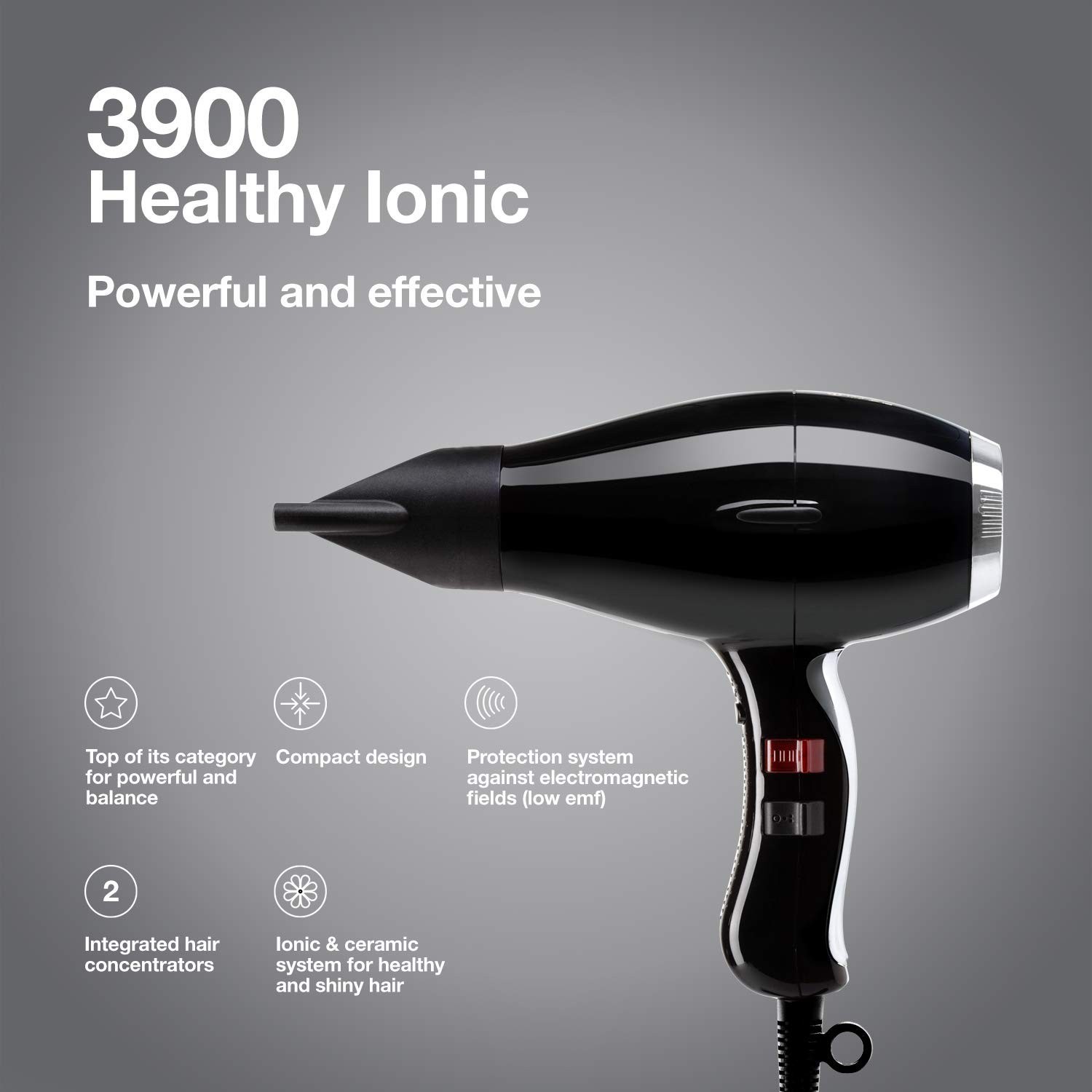 Professional 2000W Ceramic Ionic Hair Dryer with 2 Nozzles - Stylish Colors