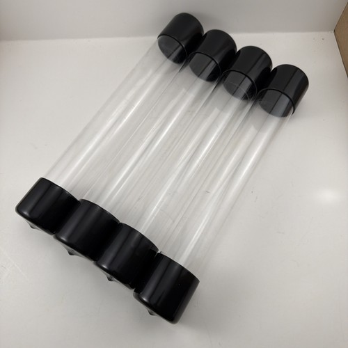 Clear Storage Tube Plastic Round Tubing Rigid Container 10” w/rubber end caps