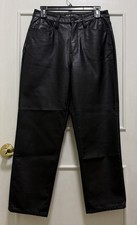 Women  s Black Soft Faux Leather Pants Black Size 28 High Rise Straight Leg