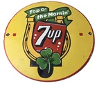 Vintage 7 Up Soda Sign - Porcelain Grocery Piggly Store Gas Oil Pump Plate Sign