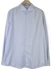 Suitsupply Men's Formal Shirt 46/18 Extra Slim Blue Pure Cotton Striped