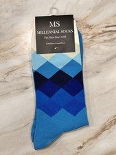 Men  s Blue Argyle Dress Socks Cotton Blend Size 9-13 Novelty Pattern New