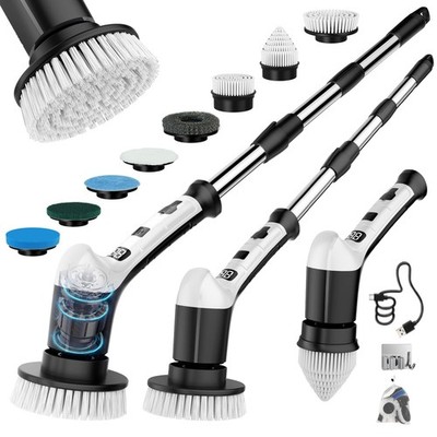 Black Electric Spin Scrubber 3 Speed Adjustable Extension Handle