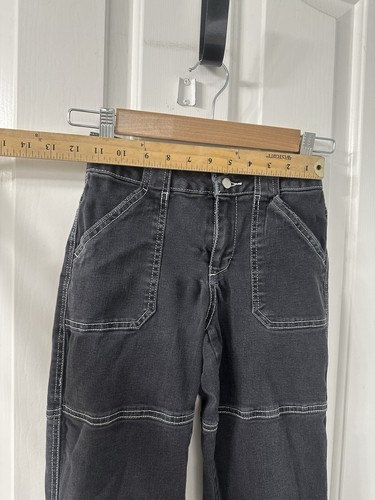 RSQ Girls Black Cargo Pants 8 Youth 90s Contrast Stitching Tilly’s Skater - Picture 6 of 8