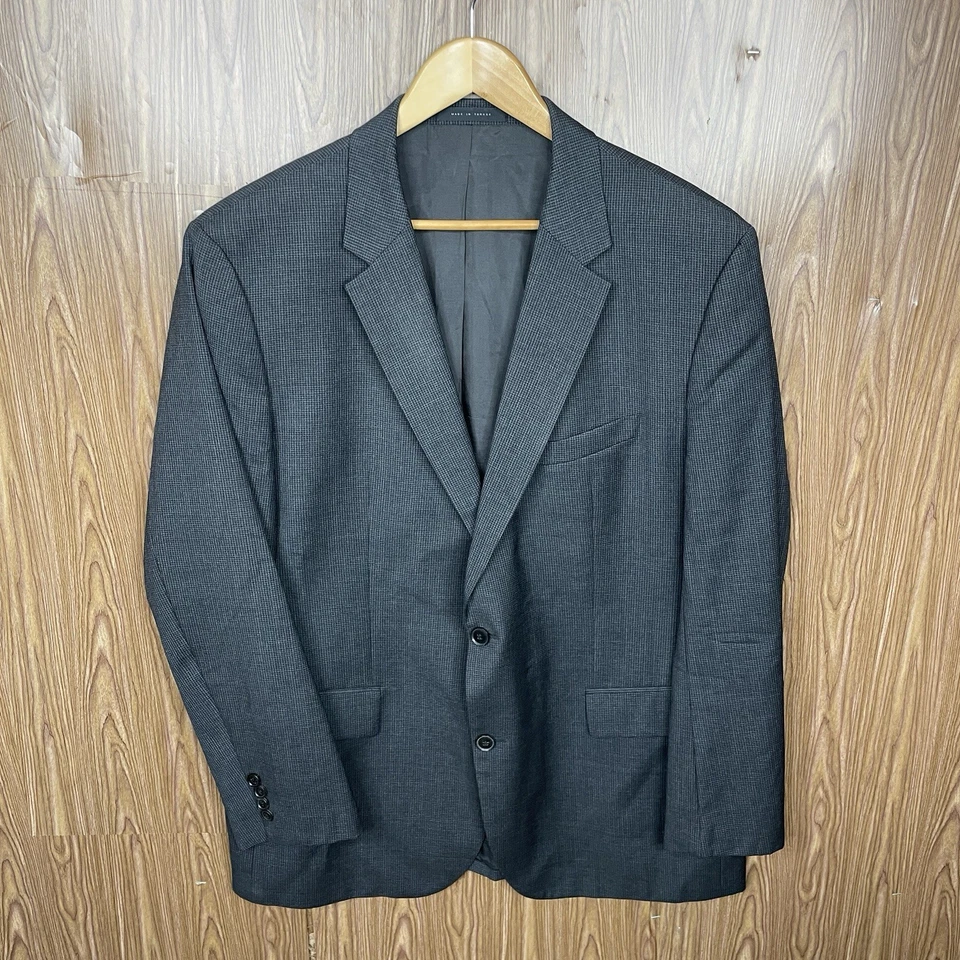 Hugo Boss Sport Coat Mens 48R Slim Dark Gray Microcheck 100% Wool Double Vented - Image 2 of 4
