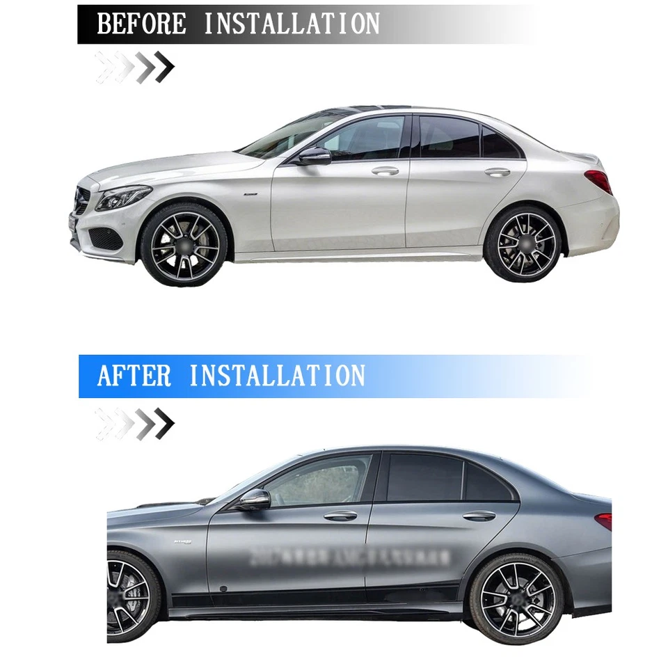 Glossy Black Chrome Delete Window Trims For Mercedes Benz C Class W205 2014-2022 Foto 3 de 4