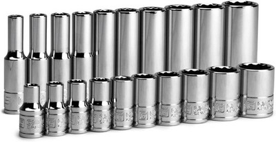 1/4 in. Drive 12-Point Shallow and Deep Socket Set, SAE, 3/16 to 9/16 in, SAE...