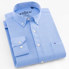Camicia solida elegante da uomo in misto cotone, formale a maniche lunghe