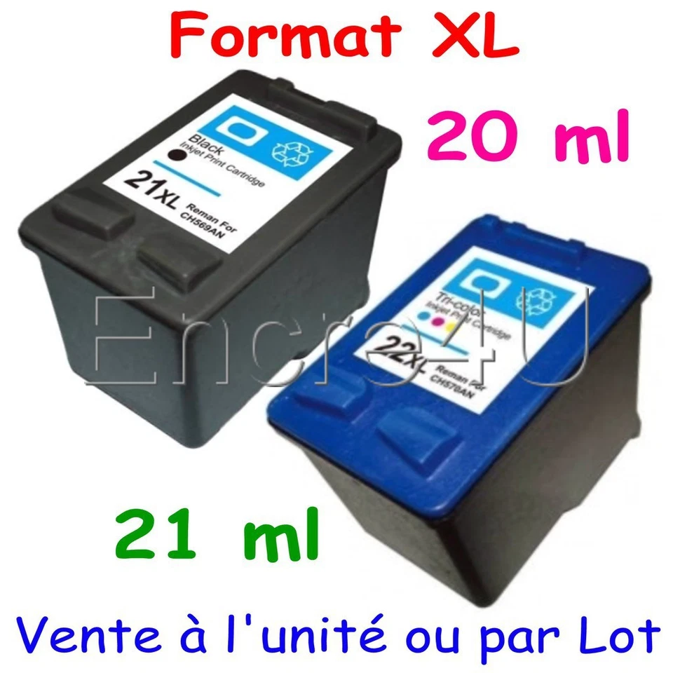 Cartouches d'encre compatibles série HP 21 XL et HP 22 XL ( Noir et Couleurs ) - Photo 1/1