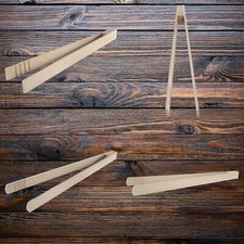 Wooden Toast Salad Tongs / BBQ Serving / Cake Pastry Clip / Cucumber Pliers