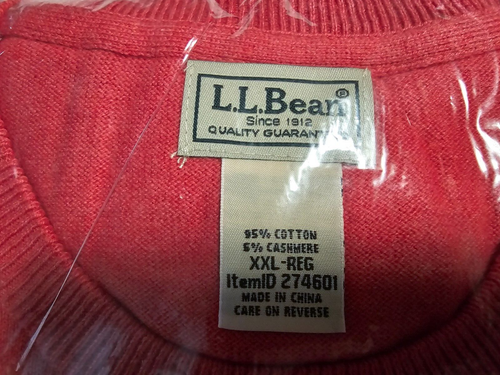 LL Bean Cashmere Cotton Sweater New with Tags Mens XXL Coral Dust NOS - Picture 4 of 10