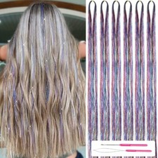 23 Piece Rainbow Hair Tinsel Set 1200 Strands Shiny Fairy Hair Extensions