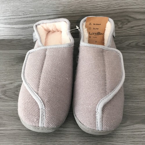 Womens Ladies Long Bay Memory Foam Slippers Grey uk Size 6 Indoor Outdoor - Picture 4 of 10