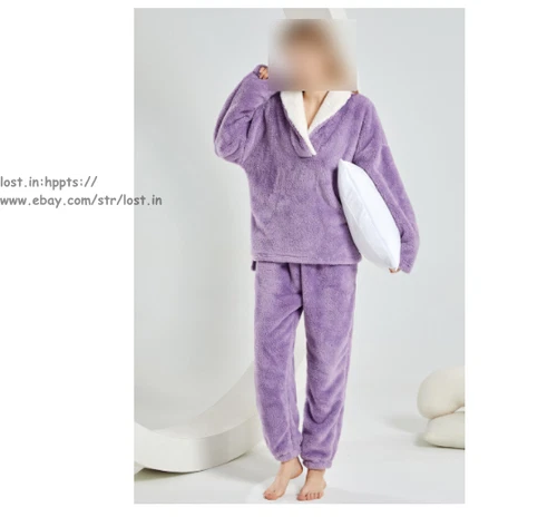 Neu Damen Flauschig Pyjama Set Weich Bequem Fleece Nachtwäsche Winter Flauschig Loungewear - Bild 6 von 28