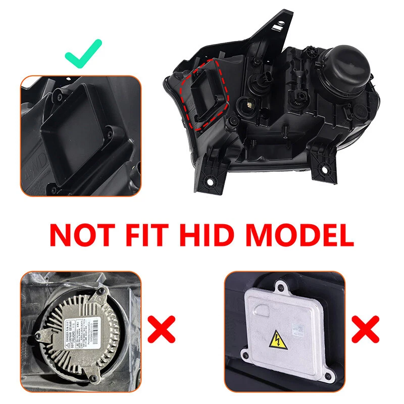 For Dodge Durango 2014-2020 Projector Halogen Headlight W/ DRL LED Black Pair Foto 4 de 4