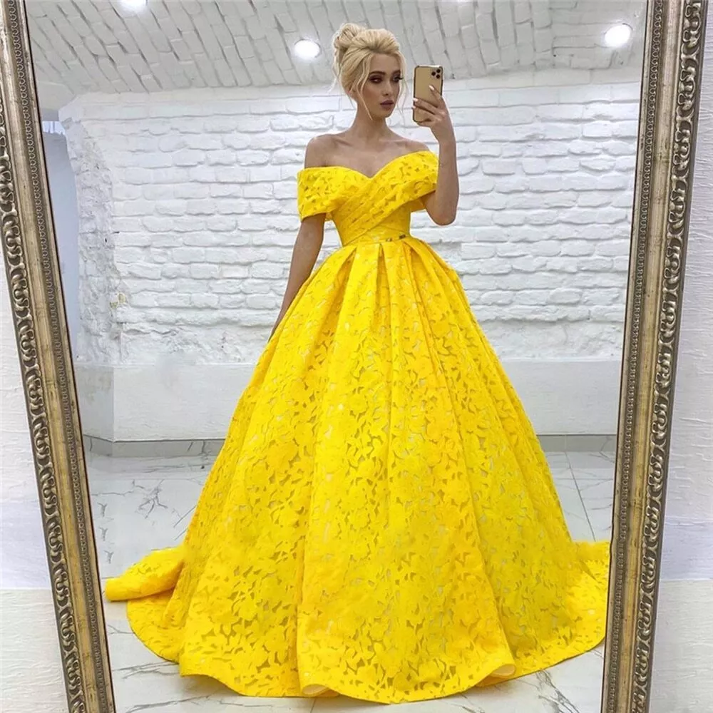 yellow evening dress