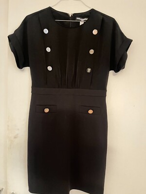 NWT KARL LAGERFELD BLACK DRESS WITH SILVER TONE BUTTONS DETAIL 8