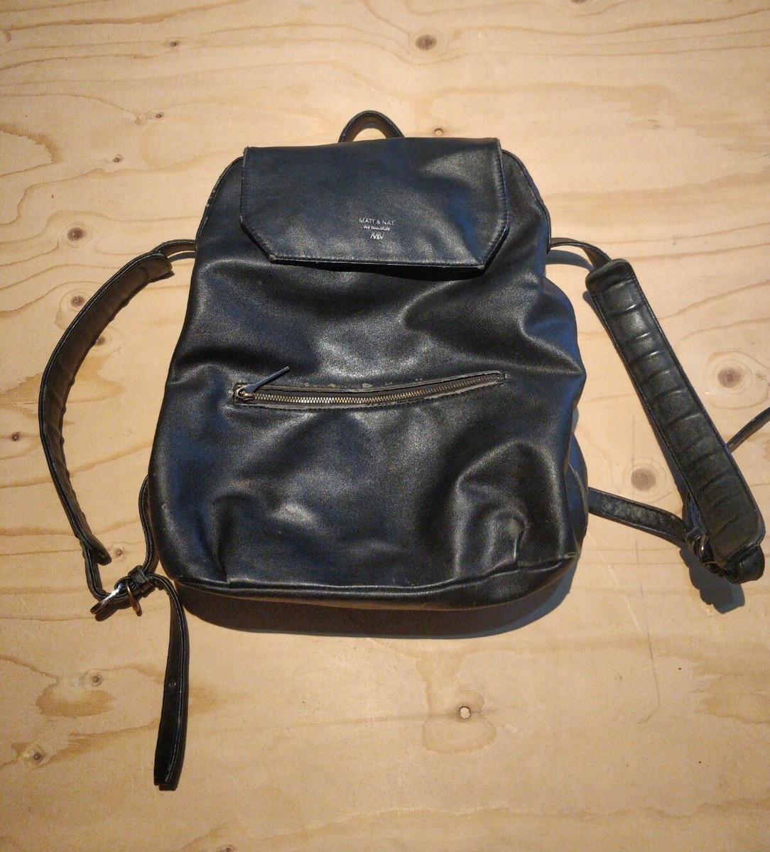 Matt & Nat Black Vegan Leather Backpack Rucksack Bag | eBay display picture 1