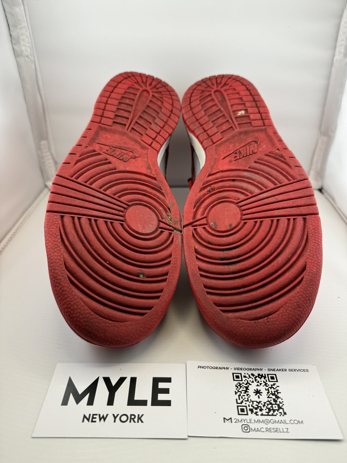 OFF WHITE X NIKE Taglia 10 Nike Dunk Low x BIANCO SPORCO University rosso 2019