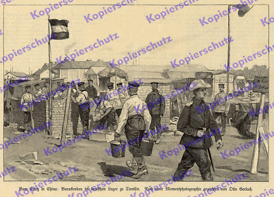 O. Gerlach Kaiserliche Schutztruppe Lager Tientsin Barackenbau China Peking 1901