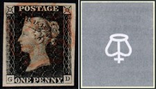 1840 QV Penny Black plate 1b WATERMARK INVERTED lettered GD SG 2Wi