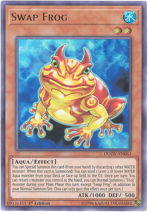 Yu-Gi-Oh Card - DUOV-EN063 - SWAP FROG (ultra rare holo) - NM/Mint