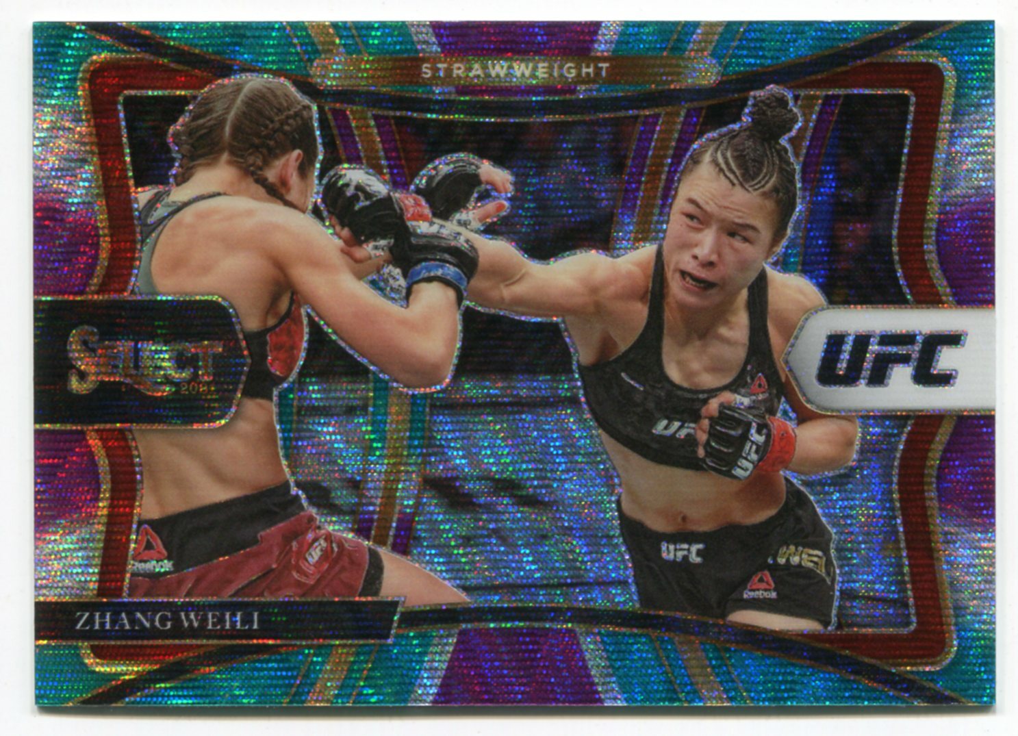 ZHANG WEILI 2021 Panini Select UFC Premier Level Tri Color Prizm 130 World Champ