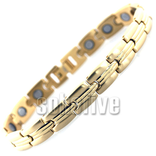 SSMB5685 Gold Plated Magnetic Health Bracelet (16 Magnets) L 8 1/8