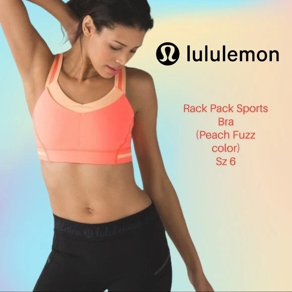 Lululemon Rack Pack Sports Bra in Very Light Flare / Peach Fuzz Sz 6