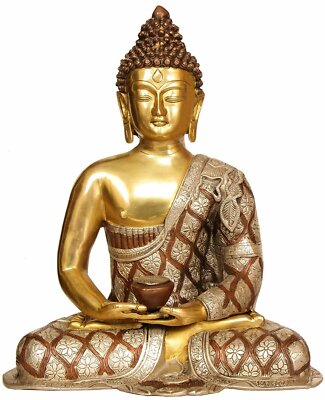 Messing Lord Buddha IN Dhyana Mudra Meditation Pose Idol Statue Figur 43.2cm