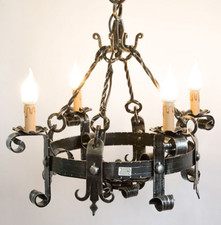 LINEA FORGIA CRUCCOLINI LAMPADARIO in ferro battuto forgiato a mano 4 luci