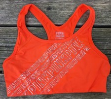 Victorias Secret Ultimate Sports Bra Womens Small Neon Orange Silver Gym PINK