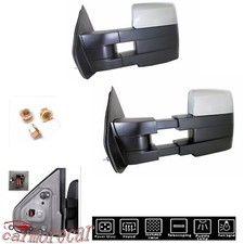 Pair Towing Power Chrome Heated Tow Mirrors Signal puddle For 07-14 Ford F150