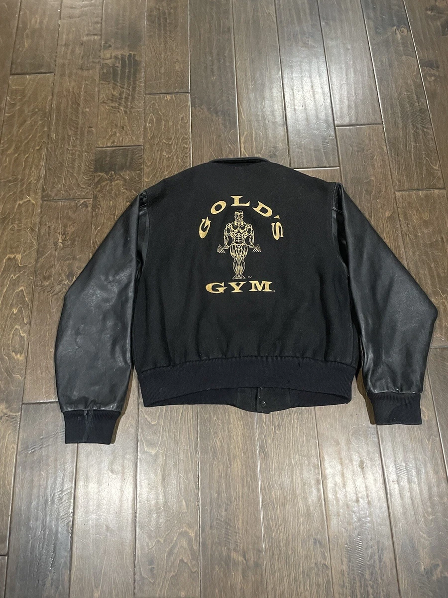 Vtg 1995 Golds Gym Bomber jacket 30th anniversary leather wool sz